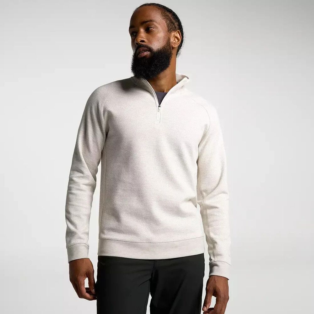 VRST Men’s Recharge Lunar Fleece Light Sand Heather 1/4 Zip Pullover XXL Active